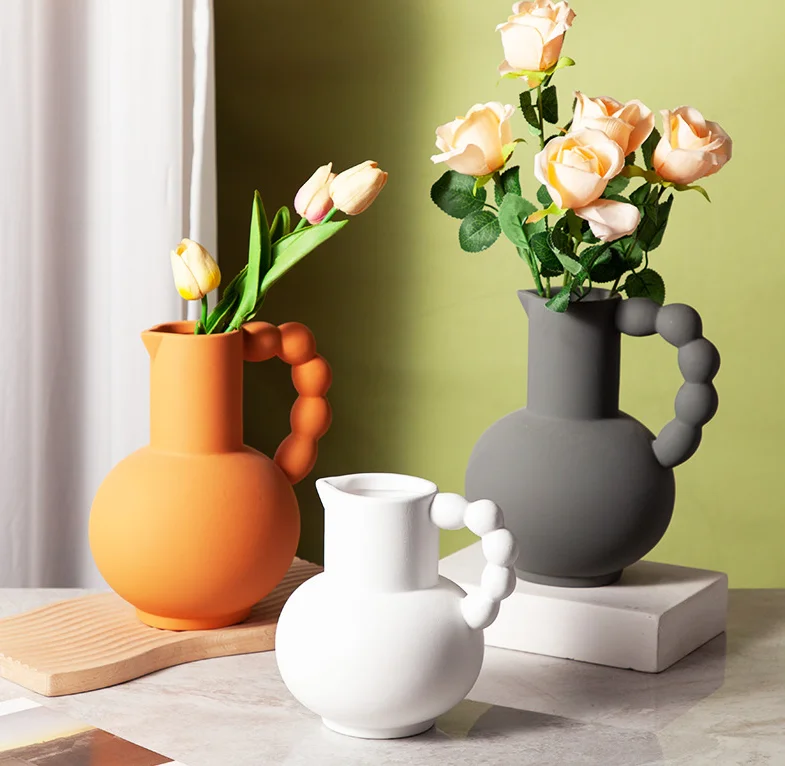 Nordic Ins Ceramic Vase Home Decoration Ornaments Colorful Geometry Flower Pot Art Vases Crafts Gifts