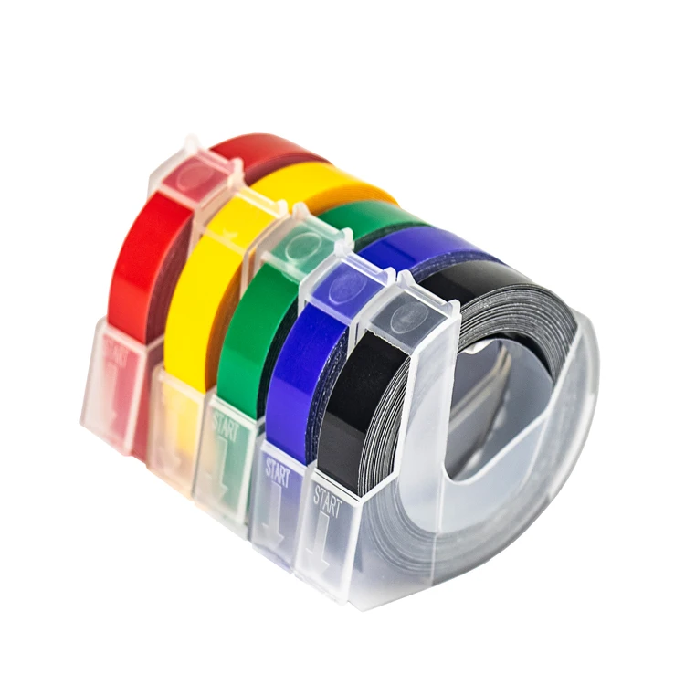 Boyeezon 6mm x 3m white on yellow manual stereo label printers compatible Dymo 3D embossing labels