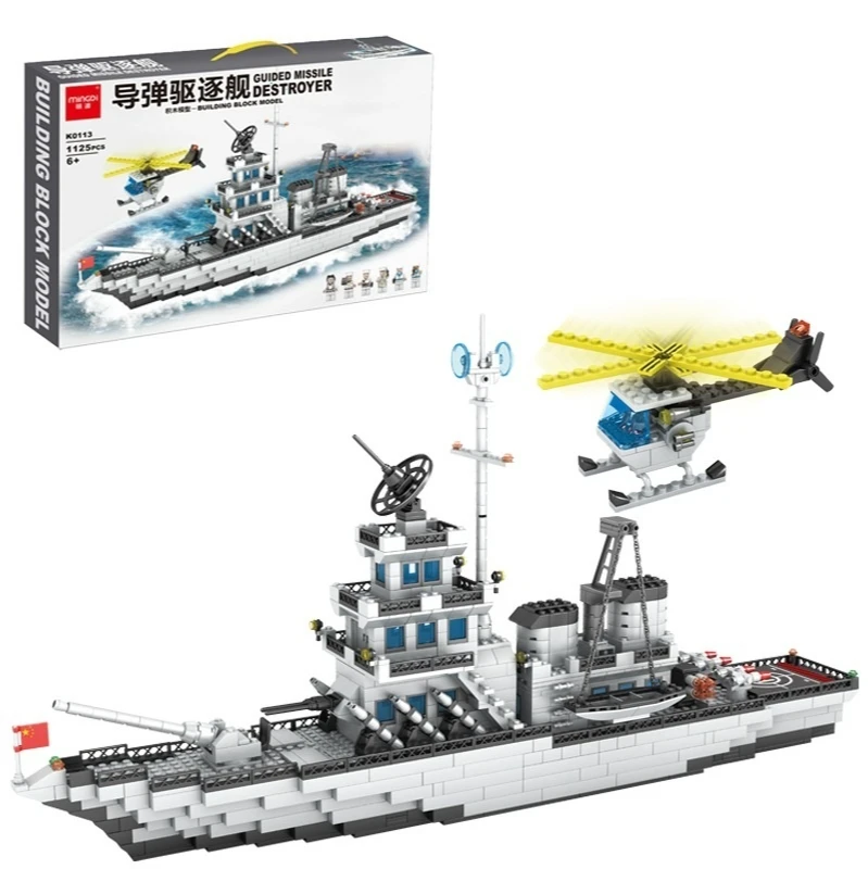 military series aircraft carrier building blocks guided missile destroyer plastic bricks particles children assembled toys K0113