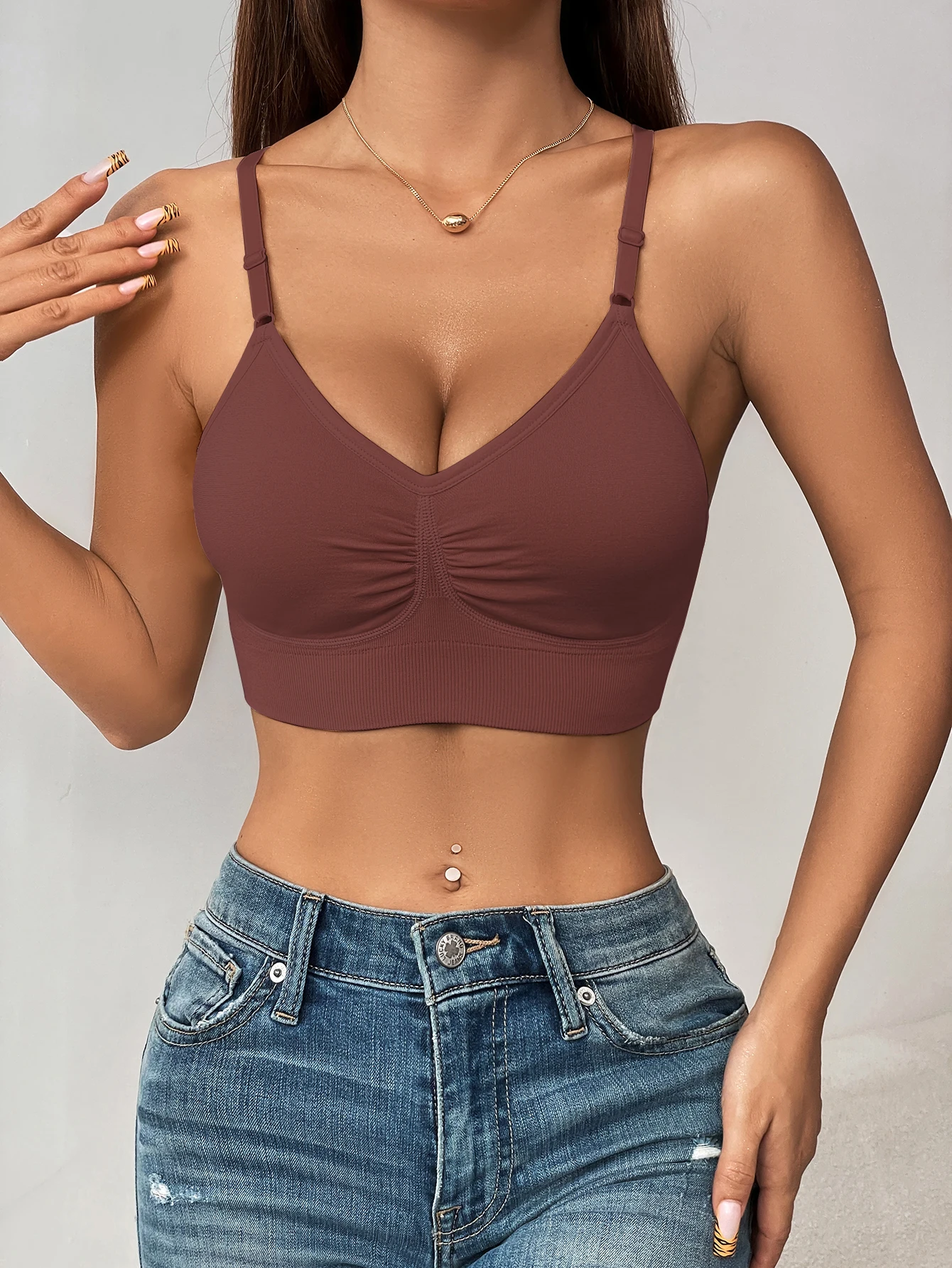IBGUH Butterluxe women s bra Y Back Sports - Padded Racerback bralette Low Impact Spaghetti Thin Strap Workout Yoga brassier