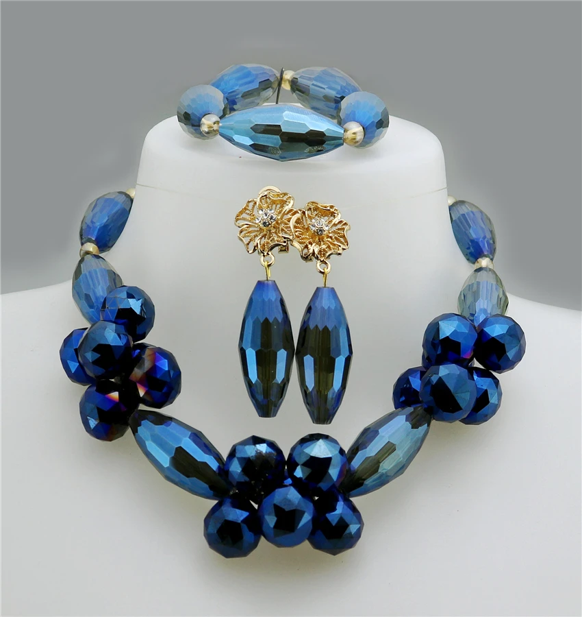 Hot selling nigerian beads jewelry sets african party jewelry sets for ladies party