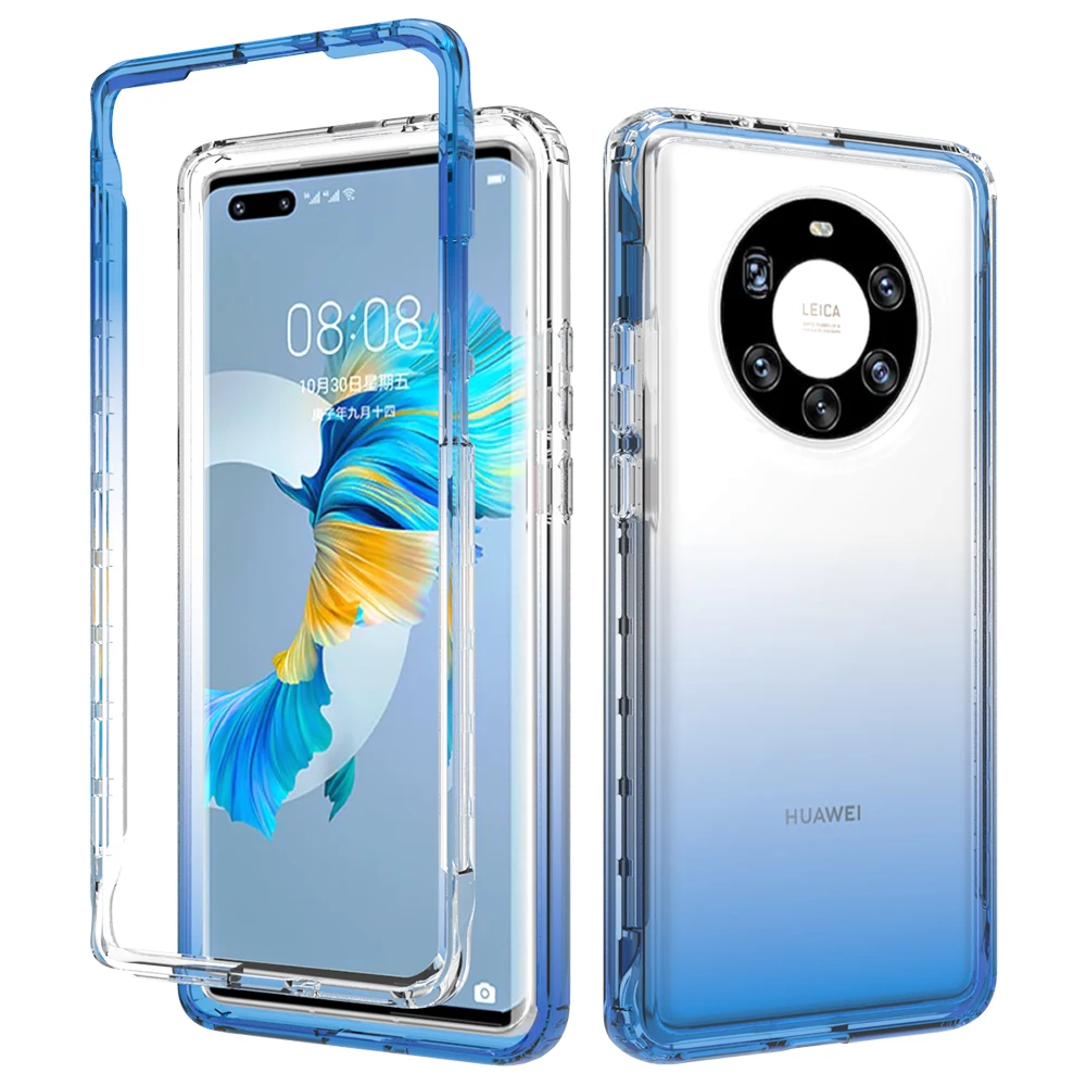360 All Edged Transparent Phone Case Full Protection Back Cover for Huawei Mate 40 Pro+ Case with Front Cover