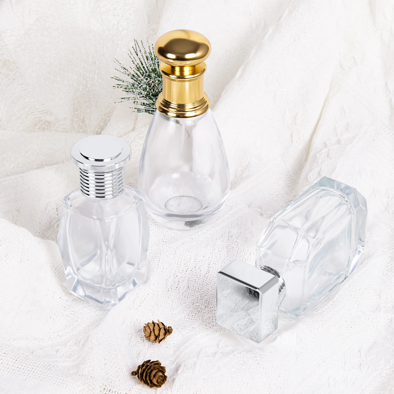 Portable Customized Luxury 50Ml 100Ml Mens Female Square Cylinder Glass Crimp Perfume Bottle