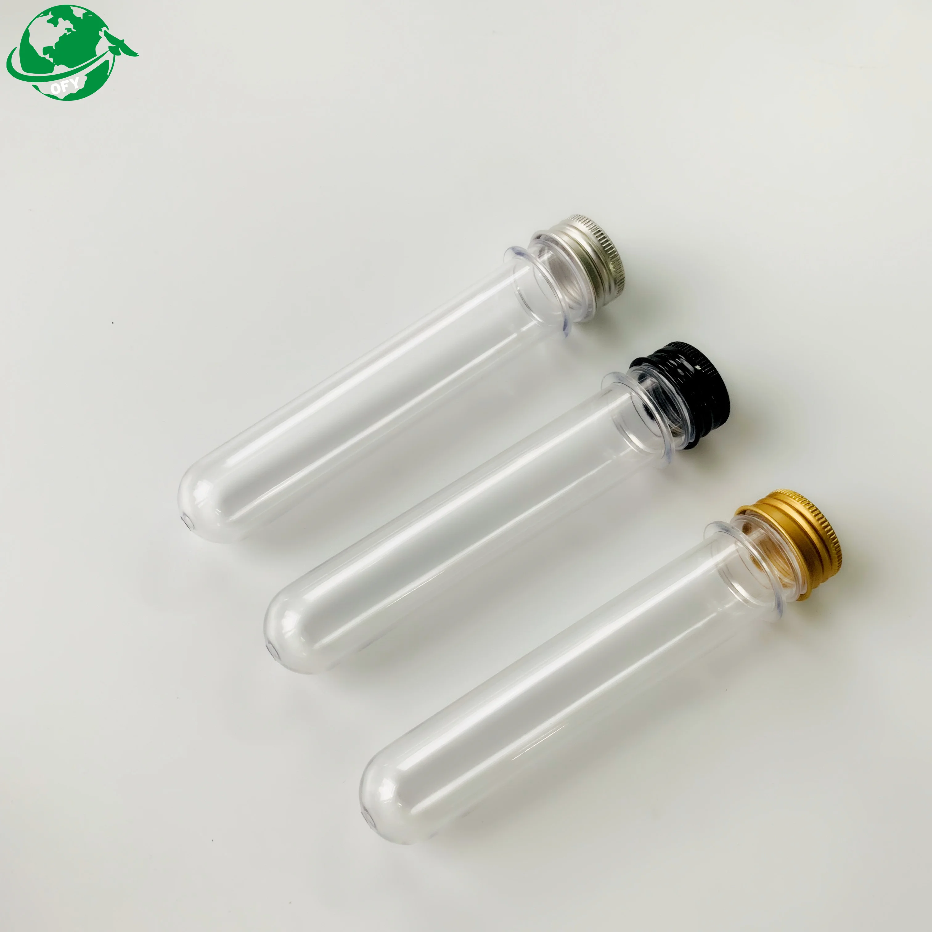 30ml 40ml 50ml  80ml 100ml PET Plastic Test Tube with Screw caps for Candy/Bath Salts/USB cable line