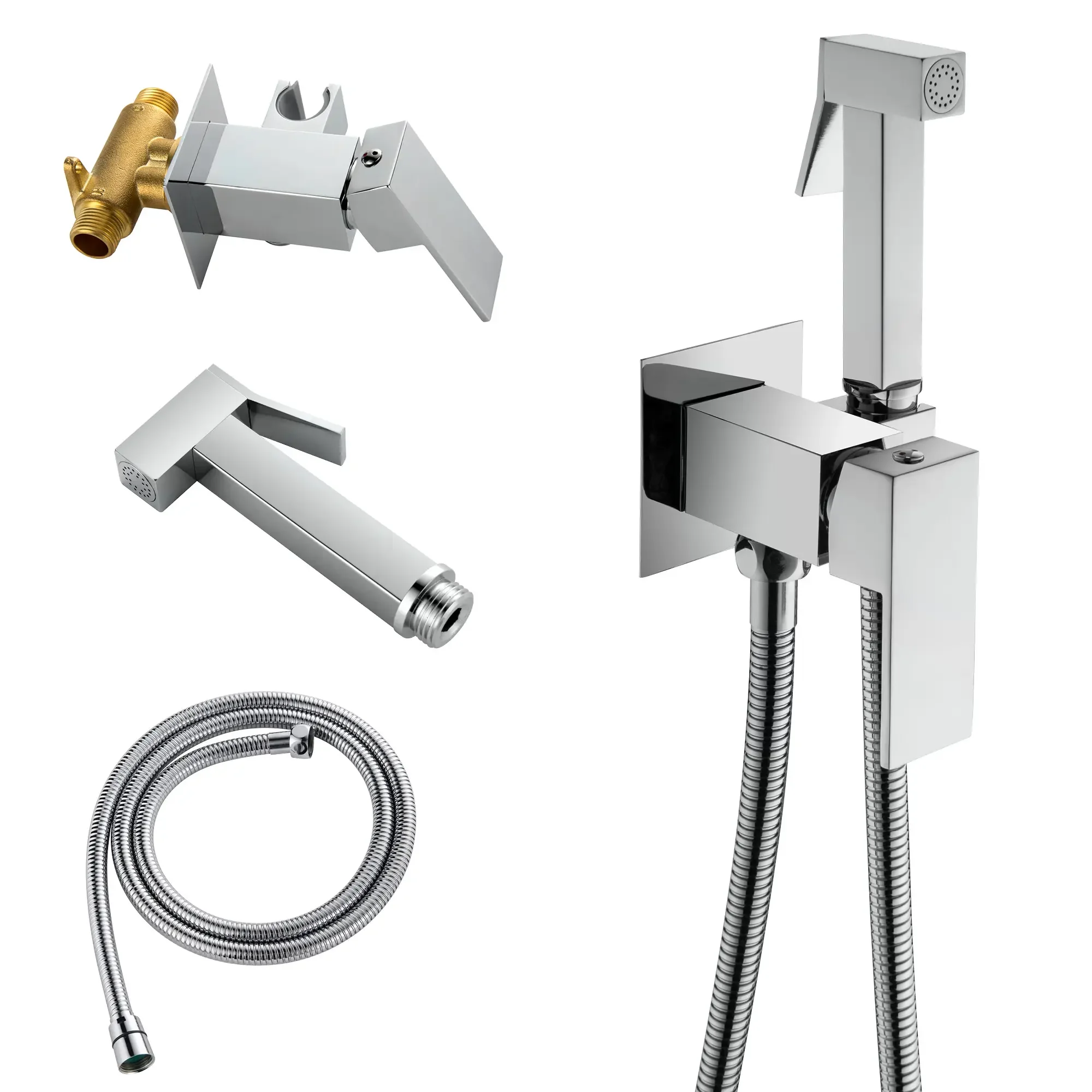 2024 Lizhen Wholesale brass handheld shattaf toilet bidet faucet mixer wall mounted bidet toilet shower portable bidet sprayer