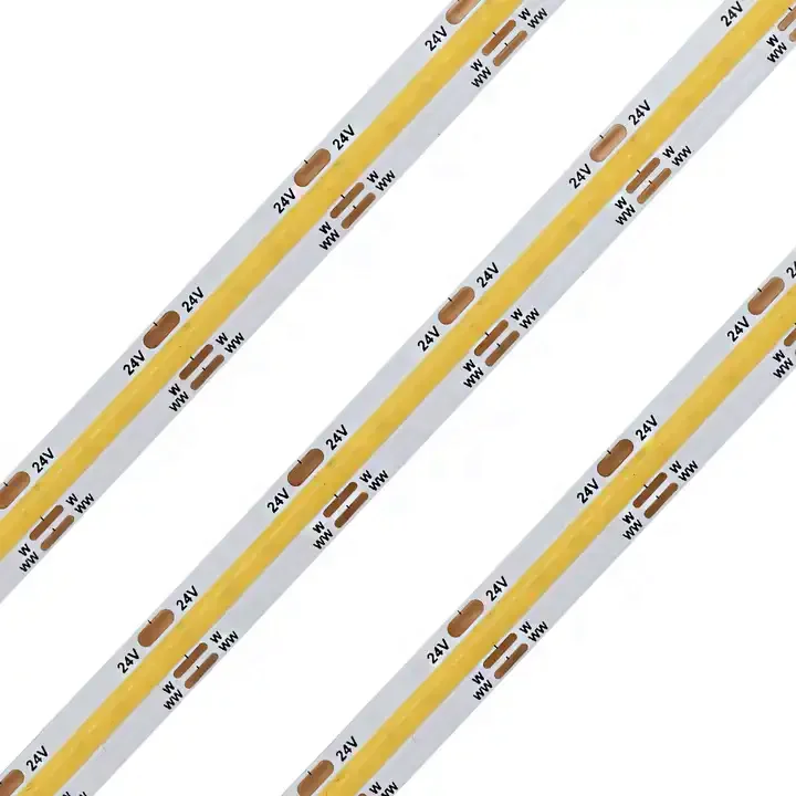 12V 24V CCT Changing Flexible Tape Rope Light Dimmable Flex White Dotless Luces Tunable Flip Chip FOB COB LED Strip