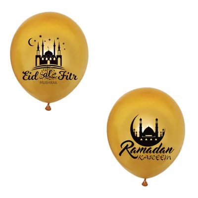 2021 Eid Mubarak Decoration Kit Eid Letter Banner Printed Latex Balloons Moon Star Aluminum Foil Balloons Confetti Balloons