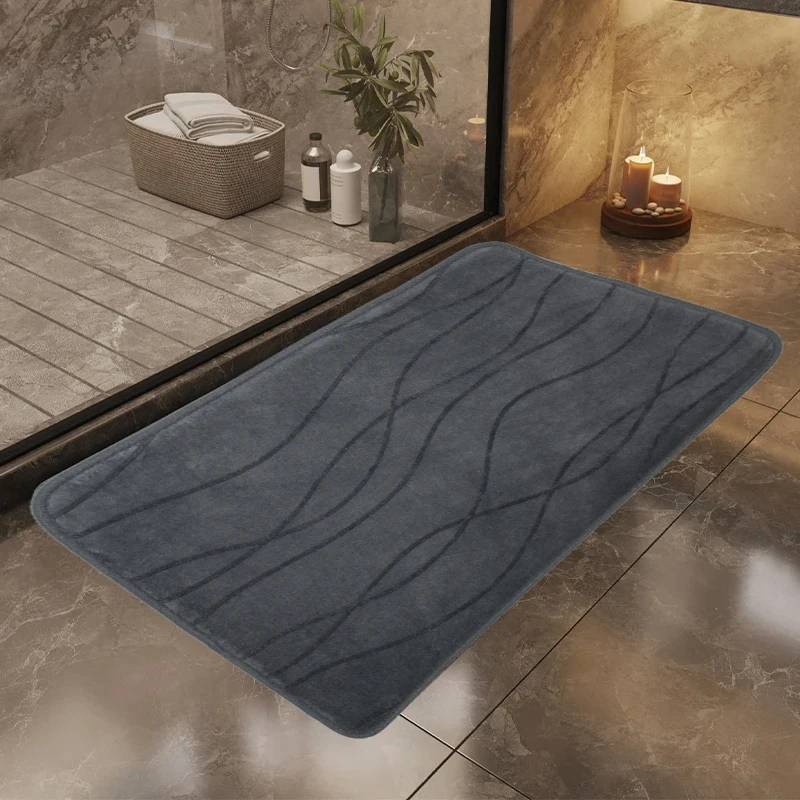 Charcoal Black External Sponge Carpets Ultra Soft Vacuum Package Sponge Bath Mat For Amazon Fba Warehouse