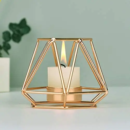 Nordic home decor wedding gold metal iron candlestick holders lantern candle stand tealight geometric candle holder