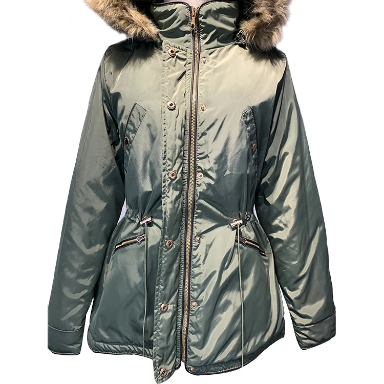 
New Style Army Green Parka Padding Jacket Winter Ladies Fur Parkas Women Coats 