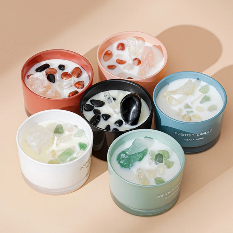 Private Label Essential Oil Bougies Glass Jars Aromatherapy Luxury Crystal Soy Wax Bougies