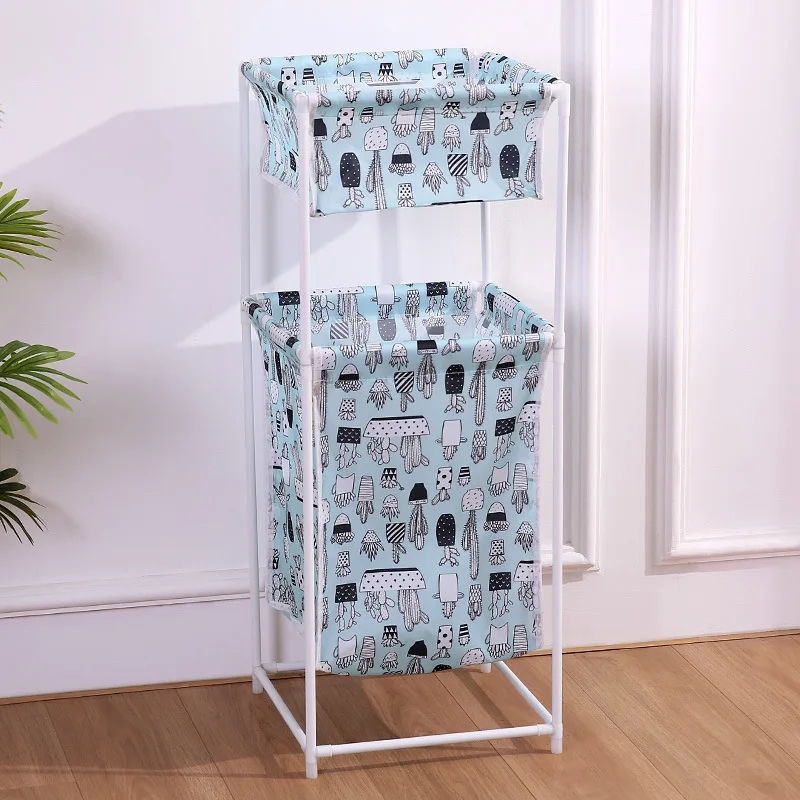 Waterproof Oxford Cloth Dirty Cloth Basket Double Bathroom Washing Sorter Dirty Cloth Storage Basket