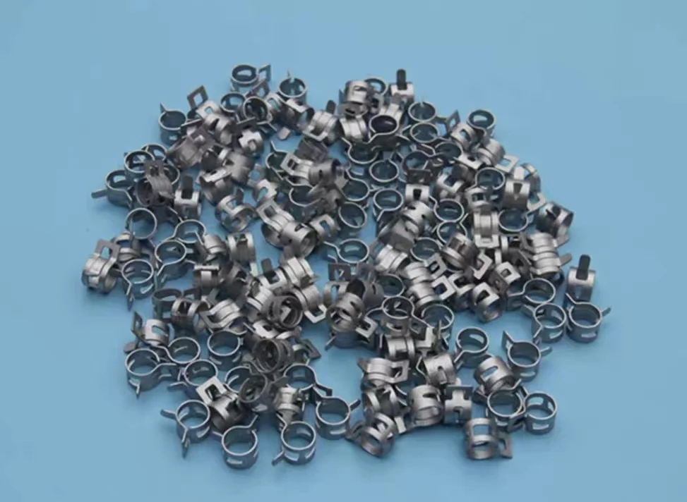 15mm Diameter Heavy Duty Zinc Plated Steel Loop Spring Band Type Squeeze Fuel Hose Clips Self Clamping Double Wire Clamp