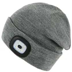 CPC Knitted  Beanie Hat USB Rechargeable And Removable LED Light for Fishing,Working,Camping, Hunting
