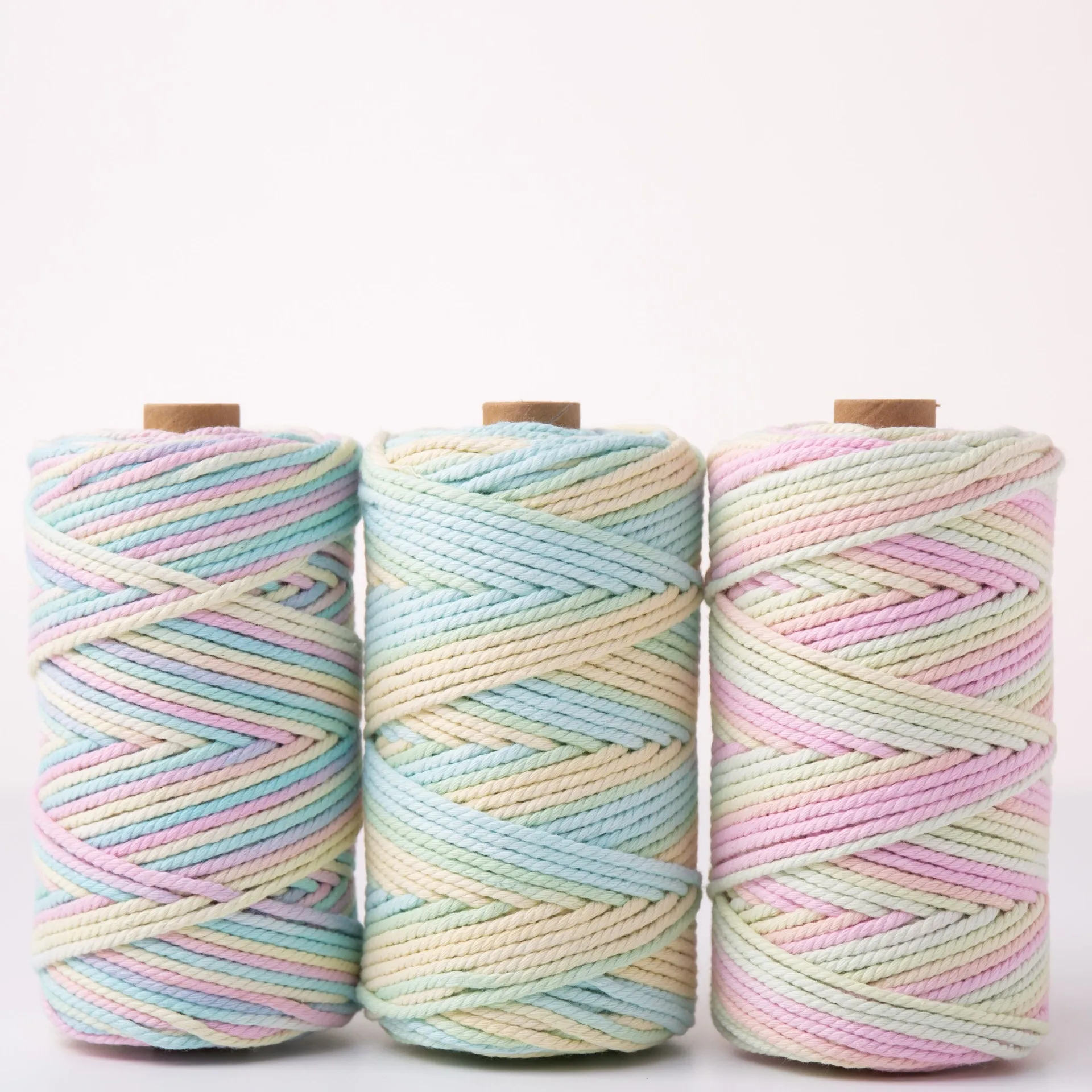 Gradient Cotton Rope Multi Color Twisted Rope 3mm Macrame Cord Rainbow Color Dyed Cotton Rope