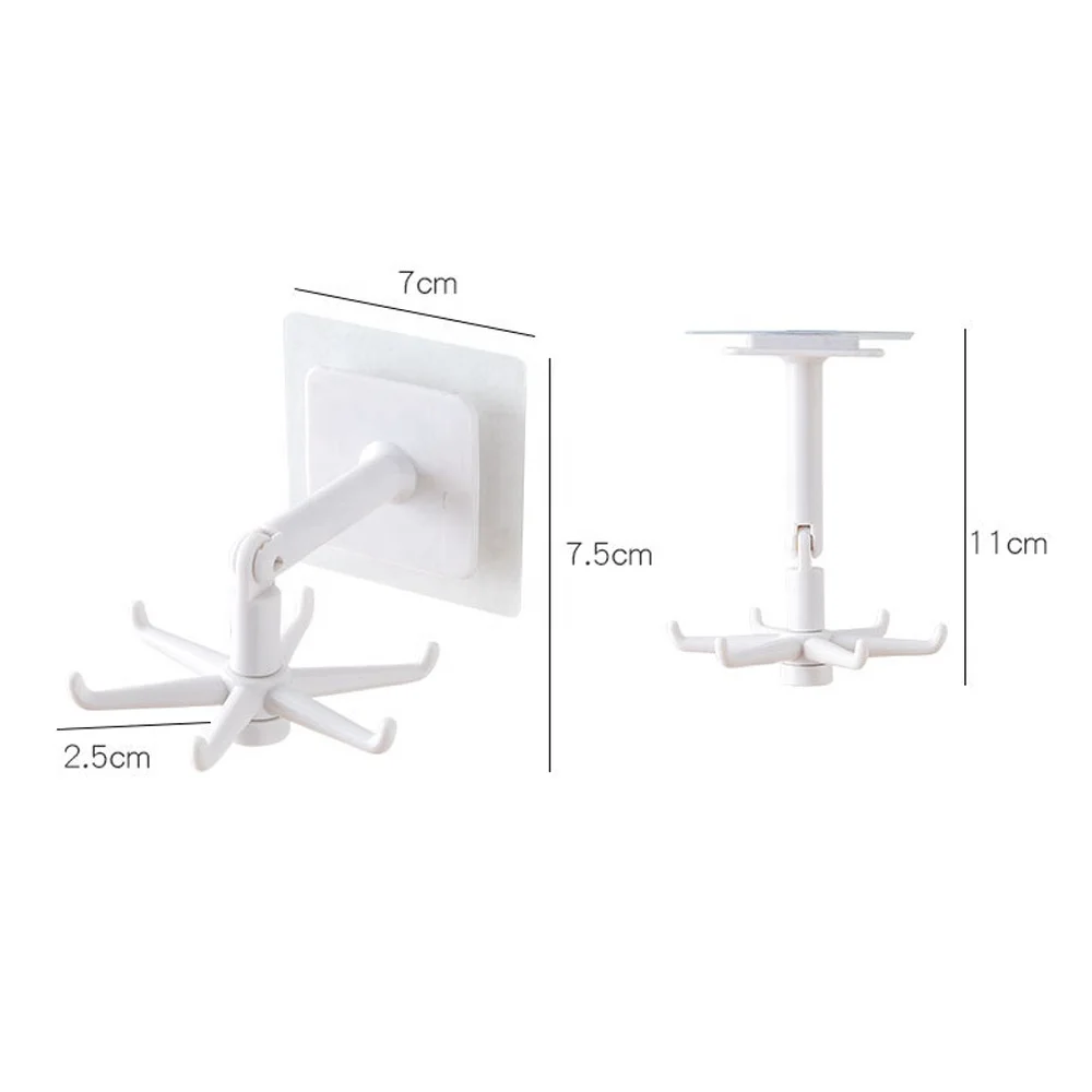 Kitchen Utensil Holder 360 Degrees Rotating Folding Hook Self-Adhesive 180 Degrees Vertical Flip Hook Waterproof Kitchen Hooks