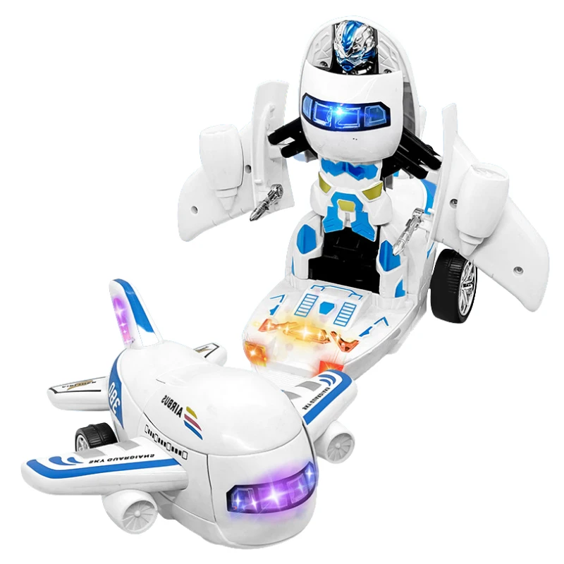 Детская игрушечная Беговая железная дорога 2-в-1 Boeing самолет деформации робот с легкой