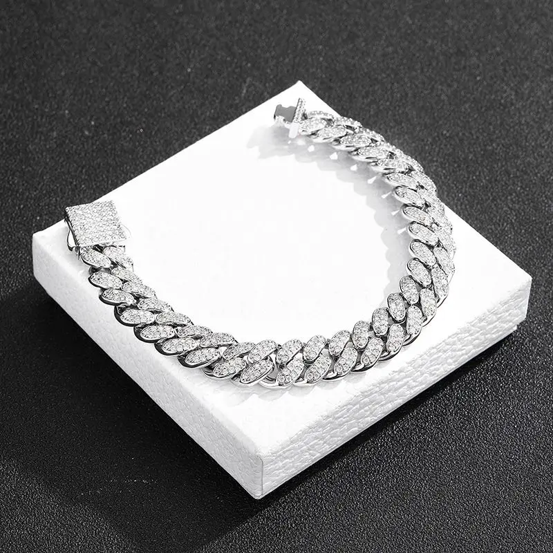 Hot Sale Hip Hop, Jewelry Alloy Iced Out CZ Diamond Prong Cuban Link Chain Necklace/