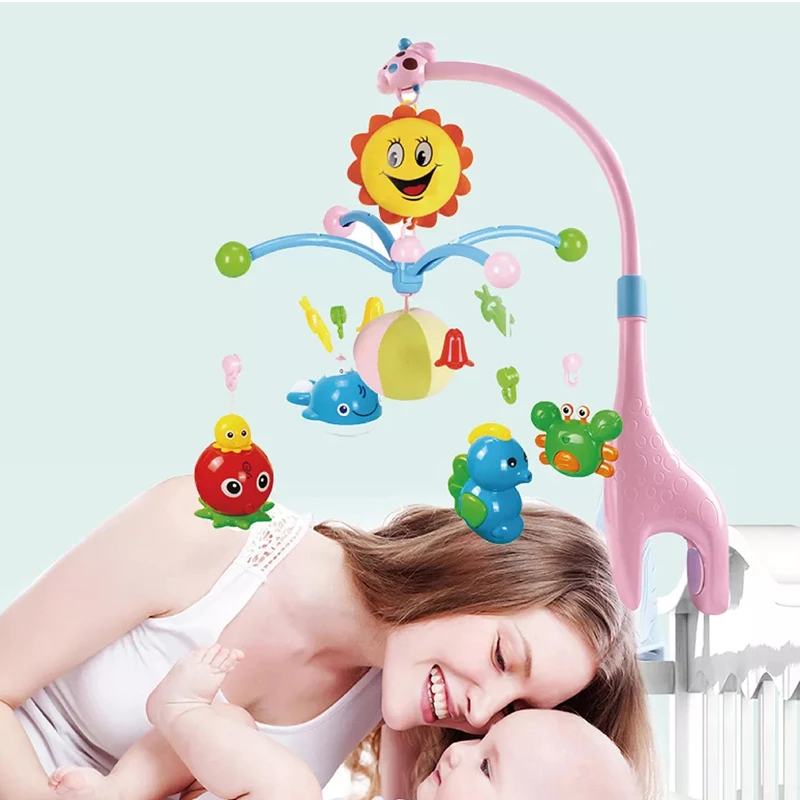 Baby Musical Electric Mobile with Hanging Rotating Rattles, Baby Bed Bell Toys for Babies