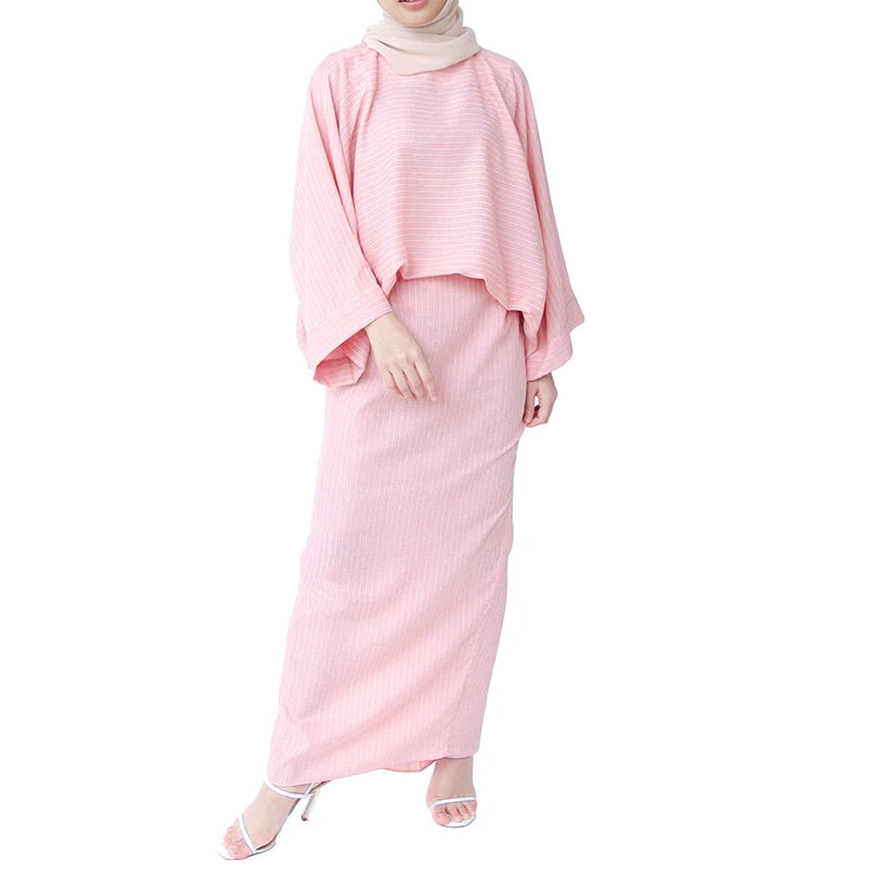 Новинка 2020 года, женский дизайн в полоску из двух частей Baju Kurung