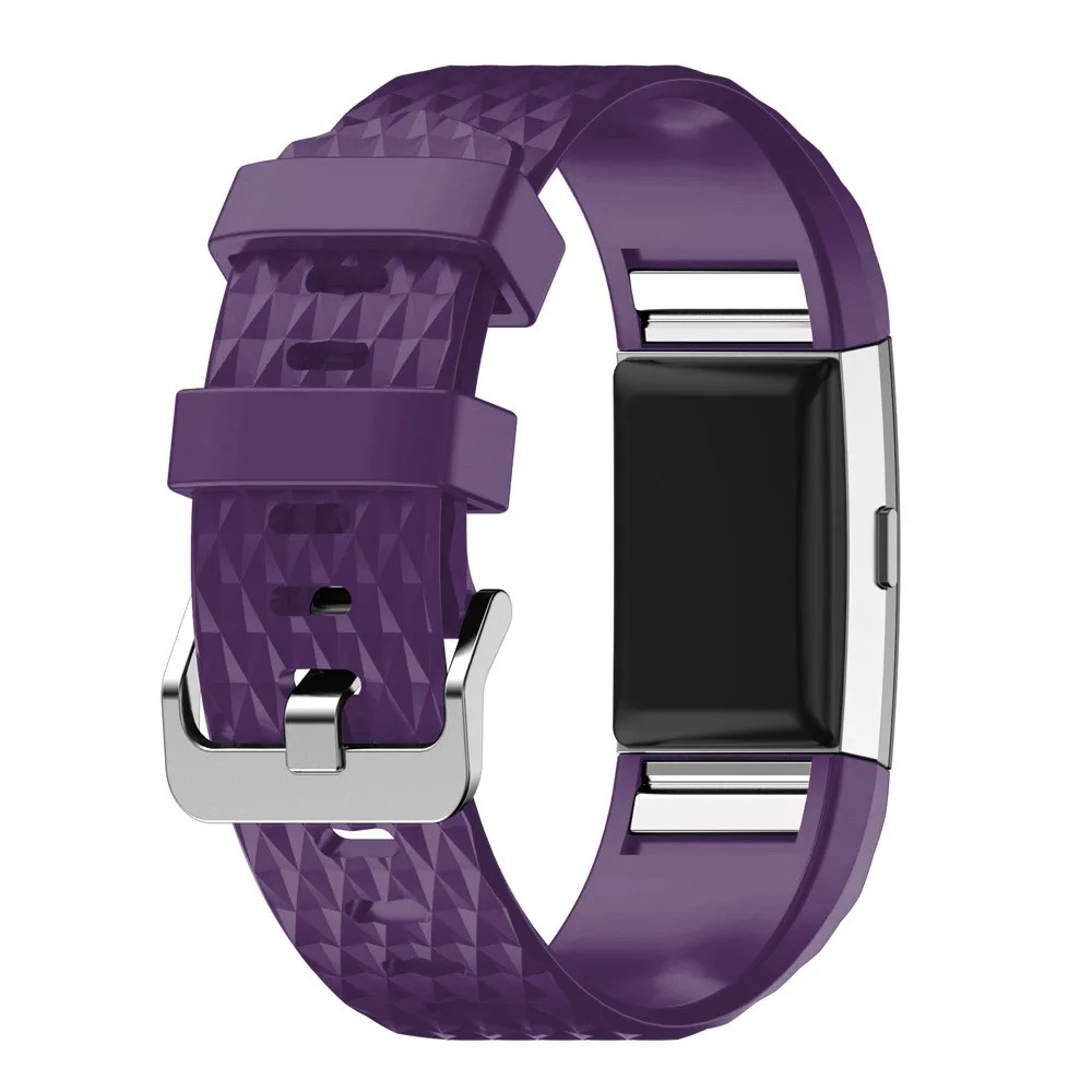 Qiman Diamond Pattern For Fitbit Charge 2 Band Soft Silicone Wrist Band Strap Smartwatch Bracelet For Fitbit Charge2 Small Large