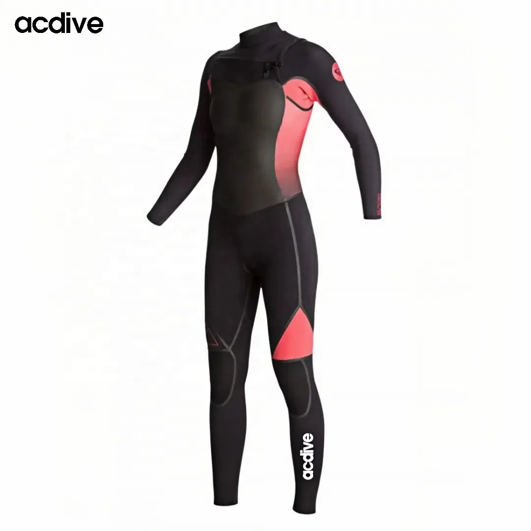 Customized Brand Colors Women 4/3mm Cr Super Stretchy Neoprene Chest Zip Kite Surfing Free Diving Tape Sealed Wetsuit