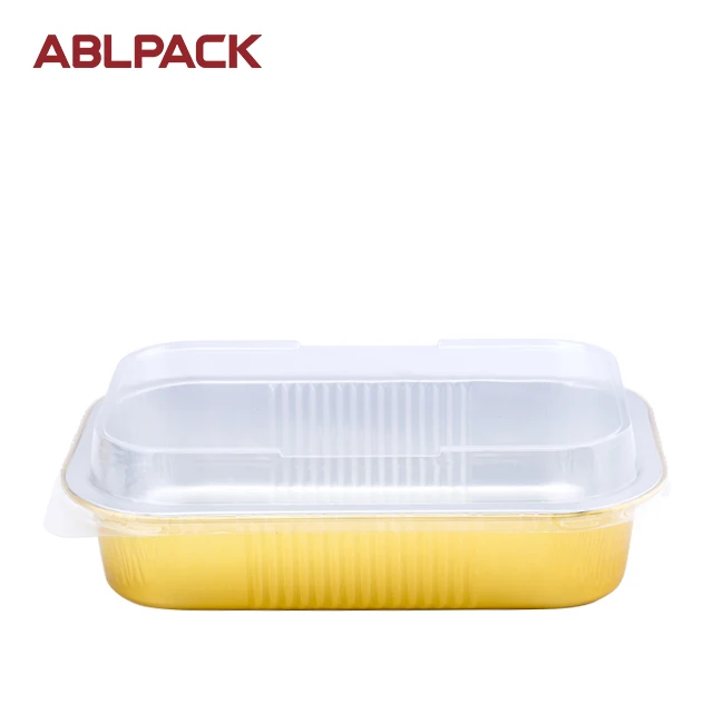 Custom Wholesale Rectangular Catering Food Grade Packaging high quality Foil Container Aluminum Tray With transparent cover