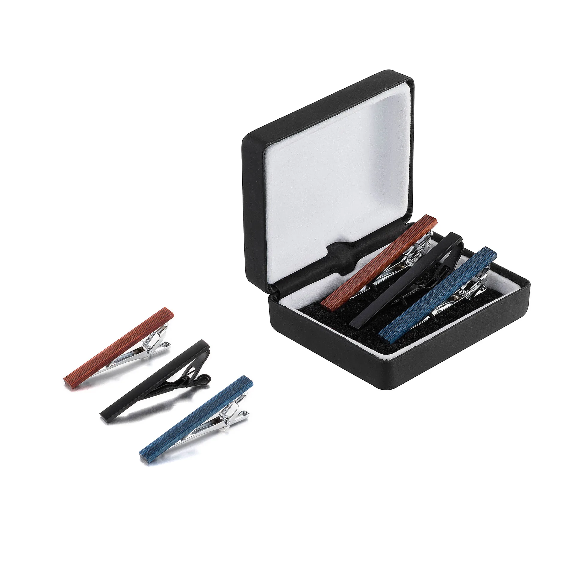 Мужская деревянная текстурированная зажим для галстука французская рубашка красный синий черный воротник аксессуары