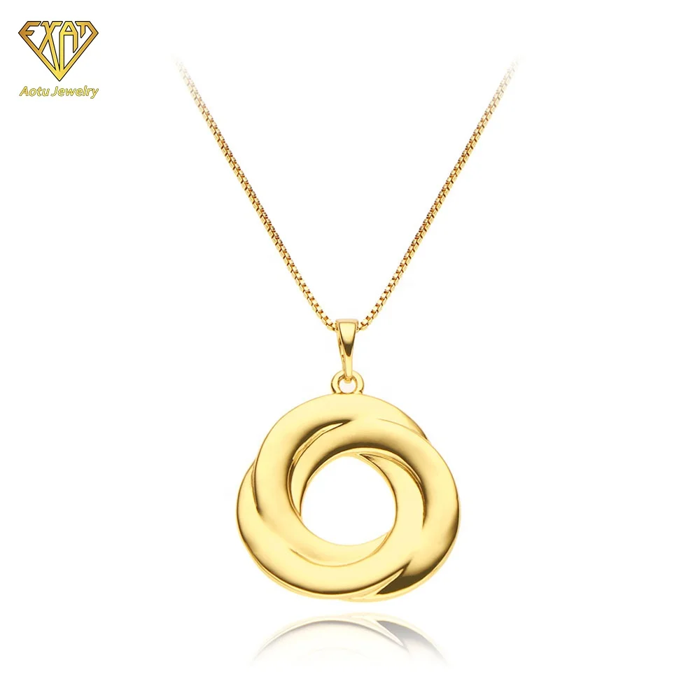 nickel free health jewelry can engraved logo double round overlapping pendant
