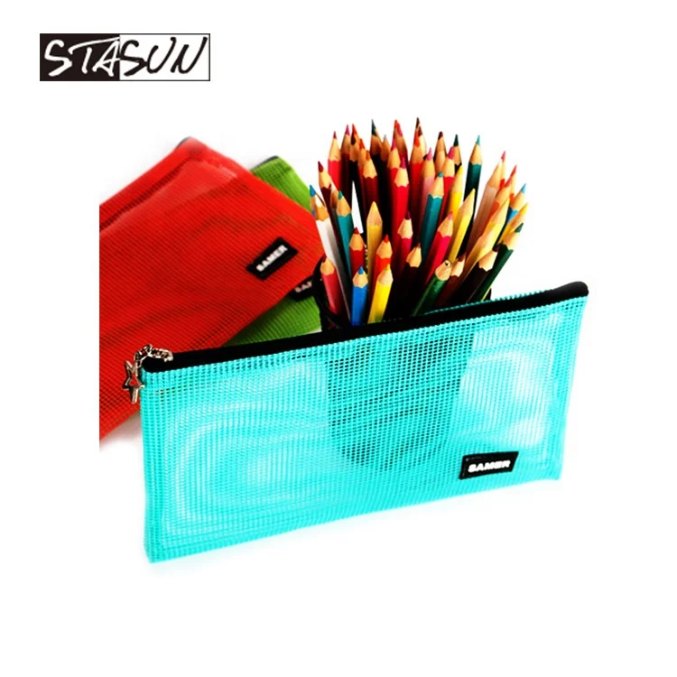 STASUN custom stationery modern style multicolor zipper mesh Pencil Pen Bag