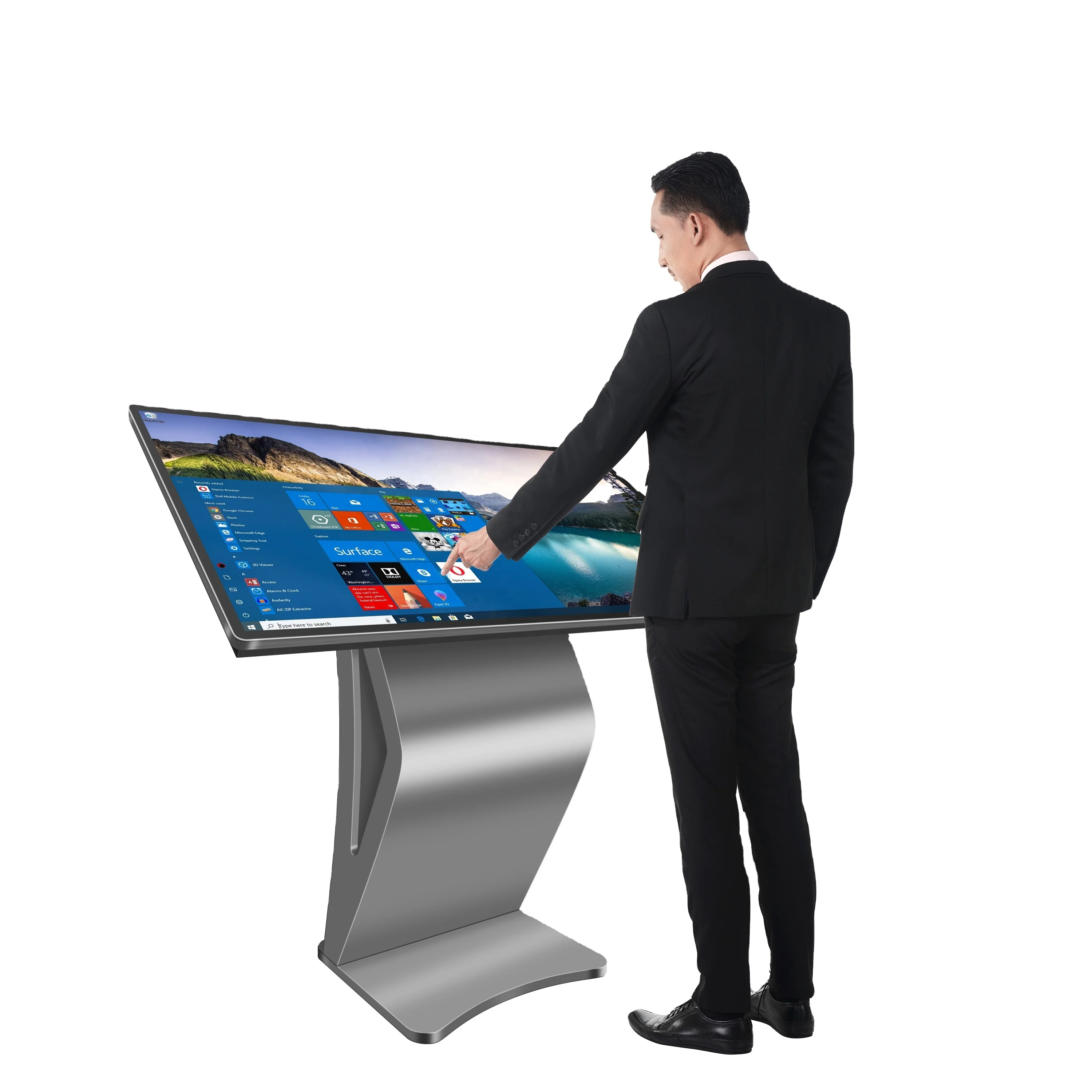 2024 New Interactive Floor Standing Totem Touch Screen 55 Inch Shopping Mall Indoor Interactive Kiosk 450nits Information Kiosk