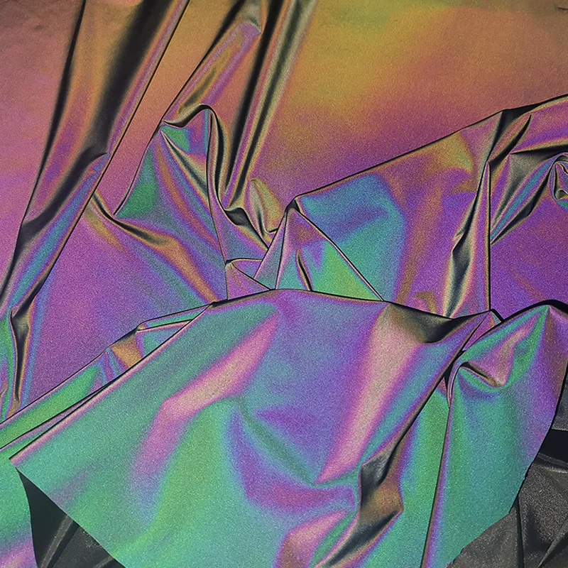 Радужная красочная блестящая Светоотражающая нейлоновая полиэфирная ткань/красочная светоотражающая ткань для куртки одежды или сумок