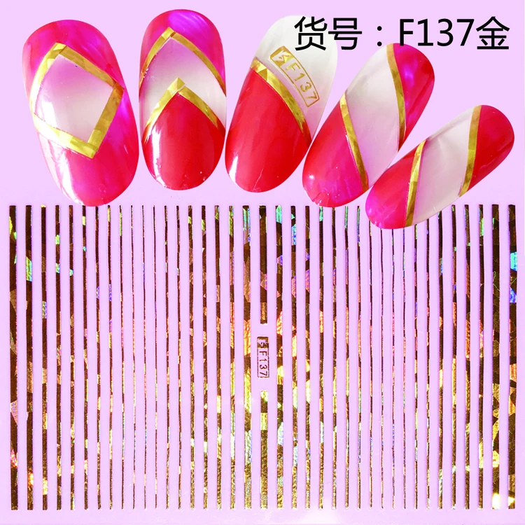 In stock cheap price line nail sticker decal art decoration sticker on nail supply
