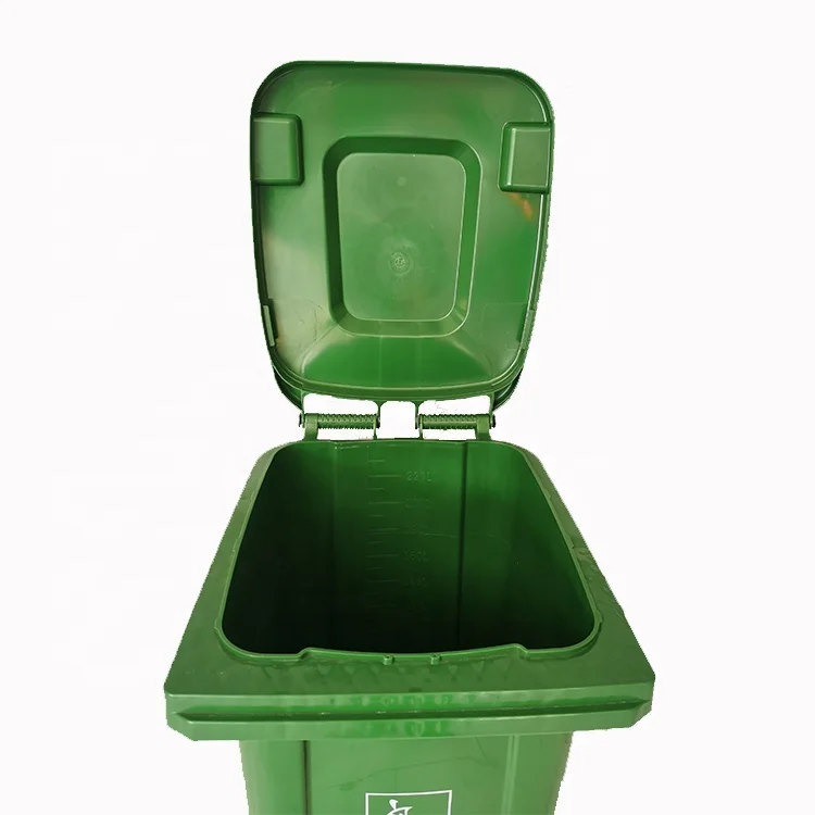 Outdoor 240L Garbage bin green recycle plastic trash bin wheeled trash can