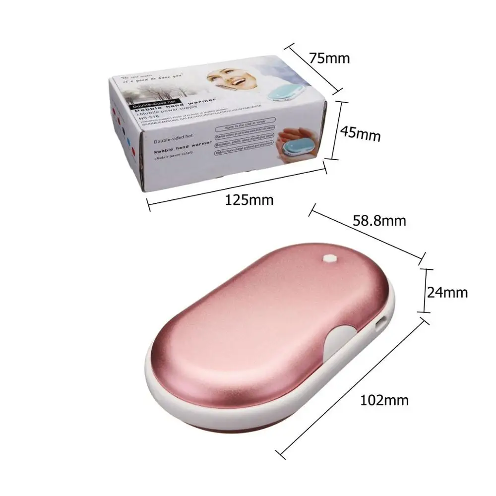 2022 Factory Directly Supply Custom Winter USB Rechargeable Mini Hand Warmer Portable 5200mAh Electric Power Bank Hand Warmer