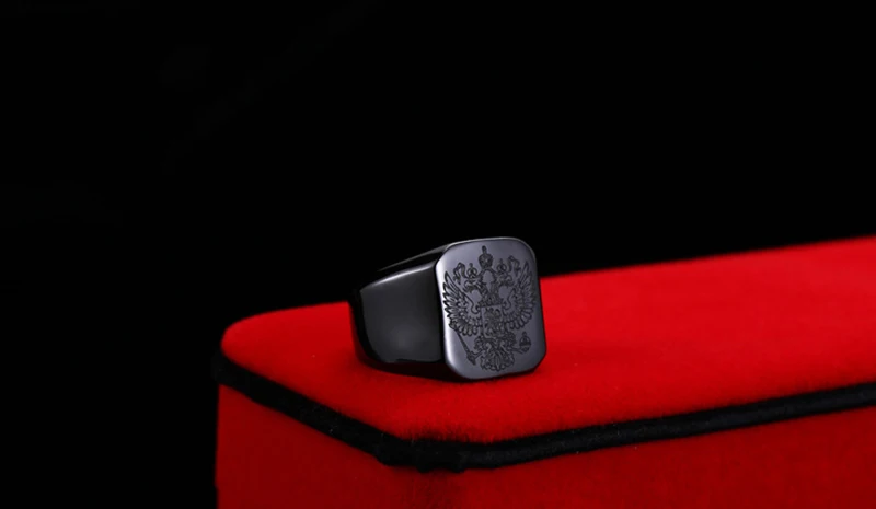 Black Painting Stainless Steel Custom Engraved Ring Masonic