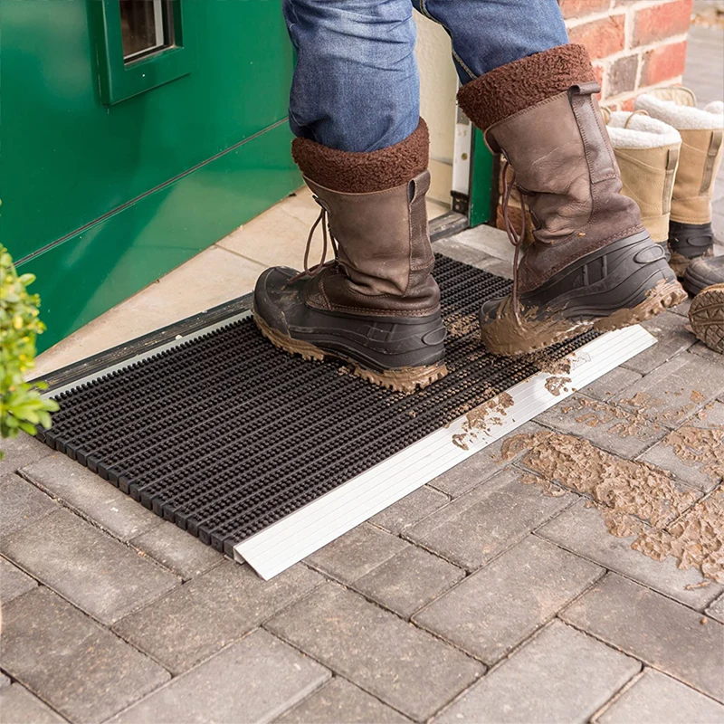 Heavy Duty Durable Aluminium Welcome Mat Dirt Trapper Waterproof Front Door Mat for Entryway Outside Patio Porch