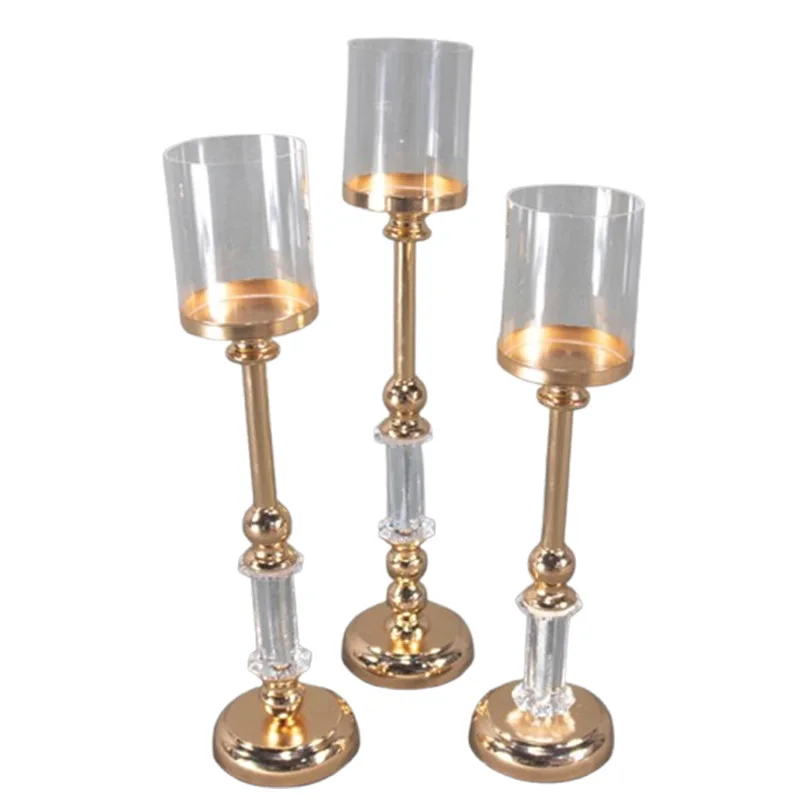 New Product Handmade Glass Iron Candlestick Home Party Wedding Decoration Metal Candle Holder