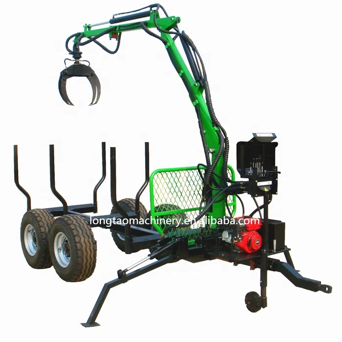 ATV Mobile Forestry Firewood Trailer 4x4WD Tractor Log Trailer Timber with Crane CE Approval