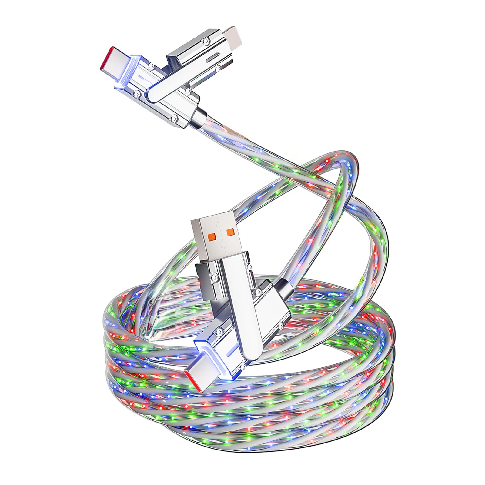 66W 4 in 1 Charging Cable Fast Multi Charger Cable 3.3 FT Charging Cable Fast Charge&Data Transfer Multi Charger for iPhone 16