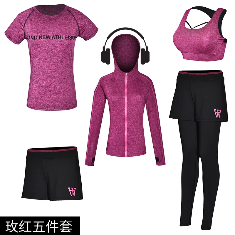 Новый Повседневное Oem для женщин Йога тренажерный зал наборы для ухода за кожей Фитнес Спортивная кальсоны йоги комплект 5 шт.