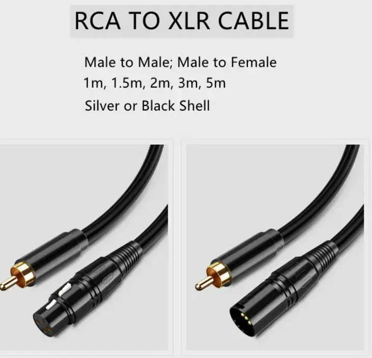OEM XLR RCA Cable Hifi High End Audio 0.5M 1M 1.5M 2M 3M 5M Wholesale RCA Male to XLR Male Female Adapter Converter