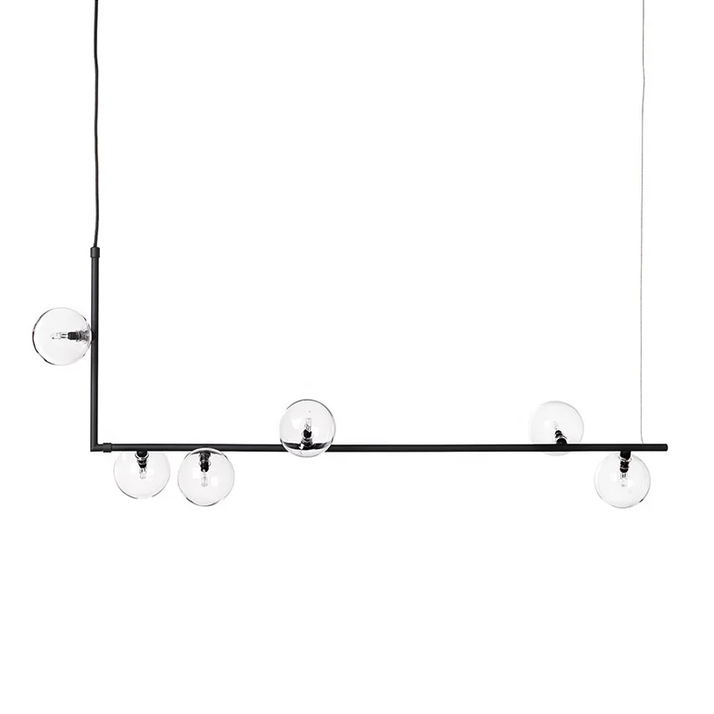 
Well quality led aluminium linear modern designer dinning room chandeliers 6 lights globe pendant light fixture for dining table 