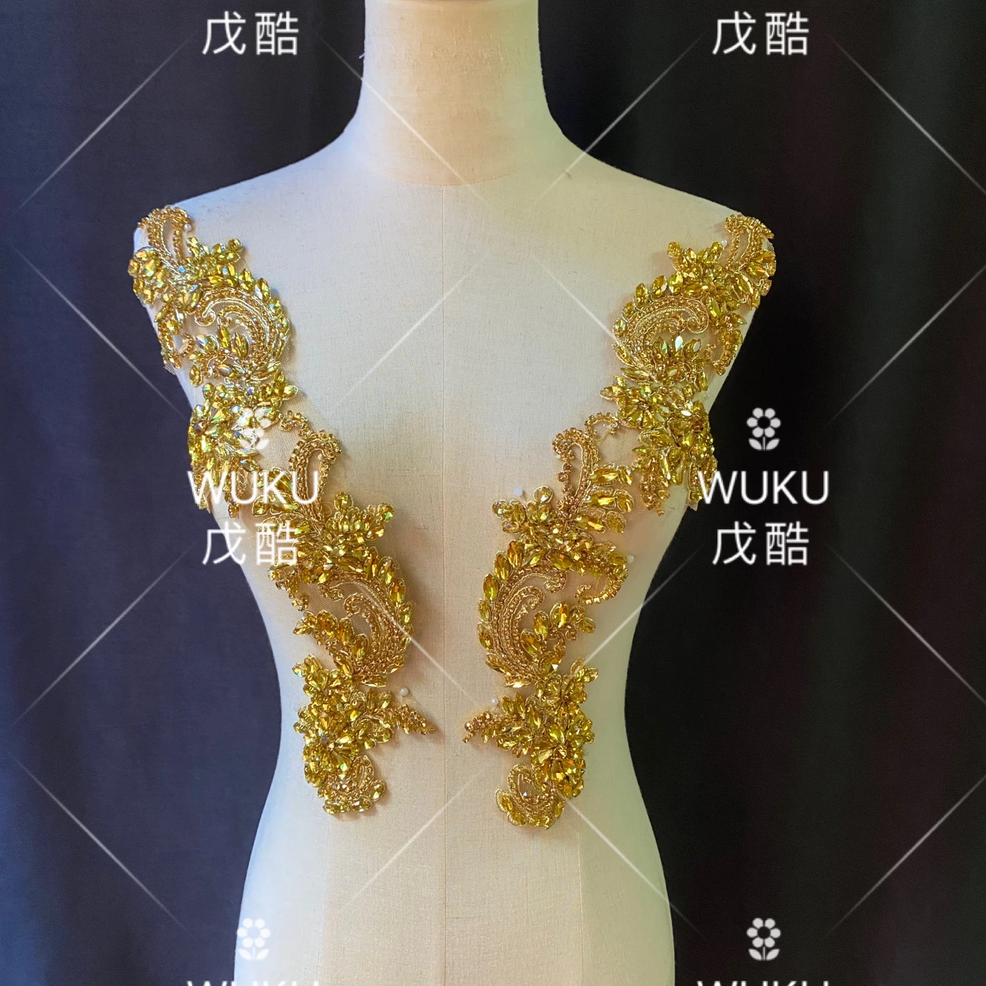 wedding shoes crystal beads in twon tone lace pair patch in gold