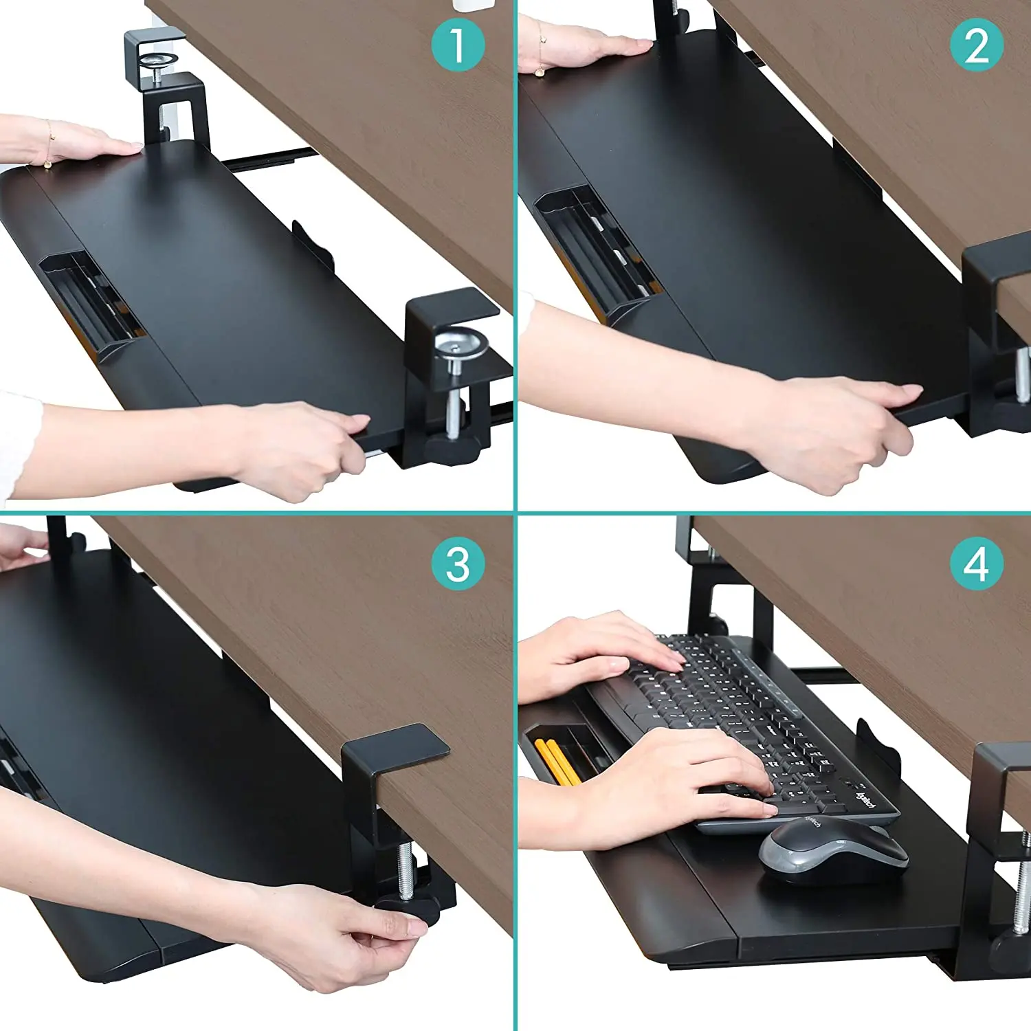 Modern Keyboard Tray Clamp-on computer Keyboard Tray under table Desk Accessories