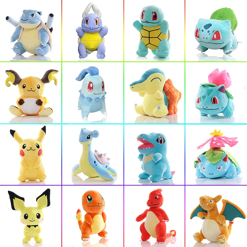 Anime Pikachu Plushies Toys Blastoise Ivysaur Doll Pokemoned Wartortle Plush Toy Cartoon Venusaur Cyndaquil Charizard Plushie