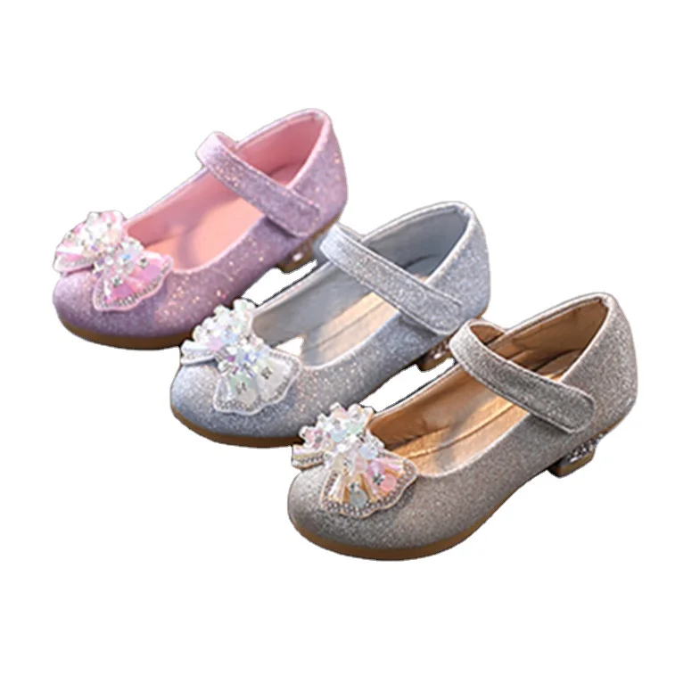 2024 Summer Autumn Spring Fashion Kids High Heels Shoes-Beautif Princess Casual Design Flat PU Insole New Rubber Party Girl