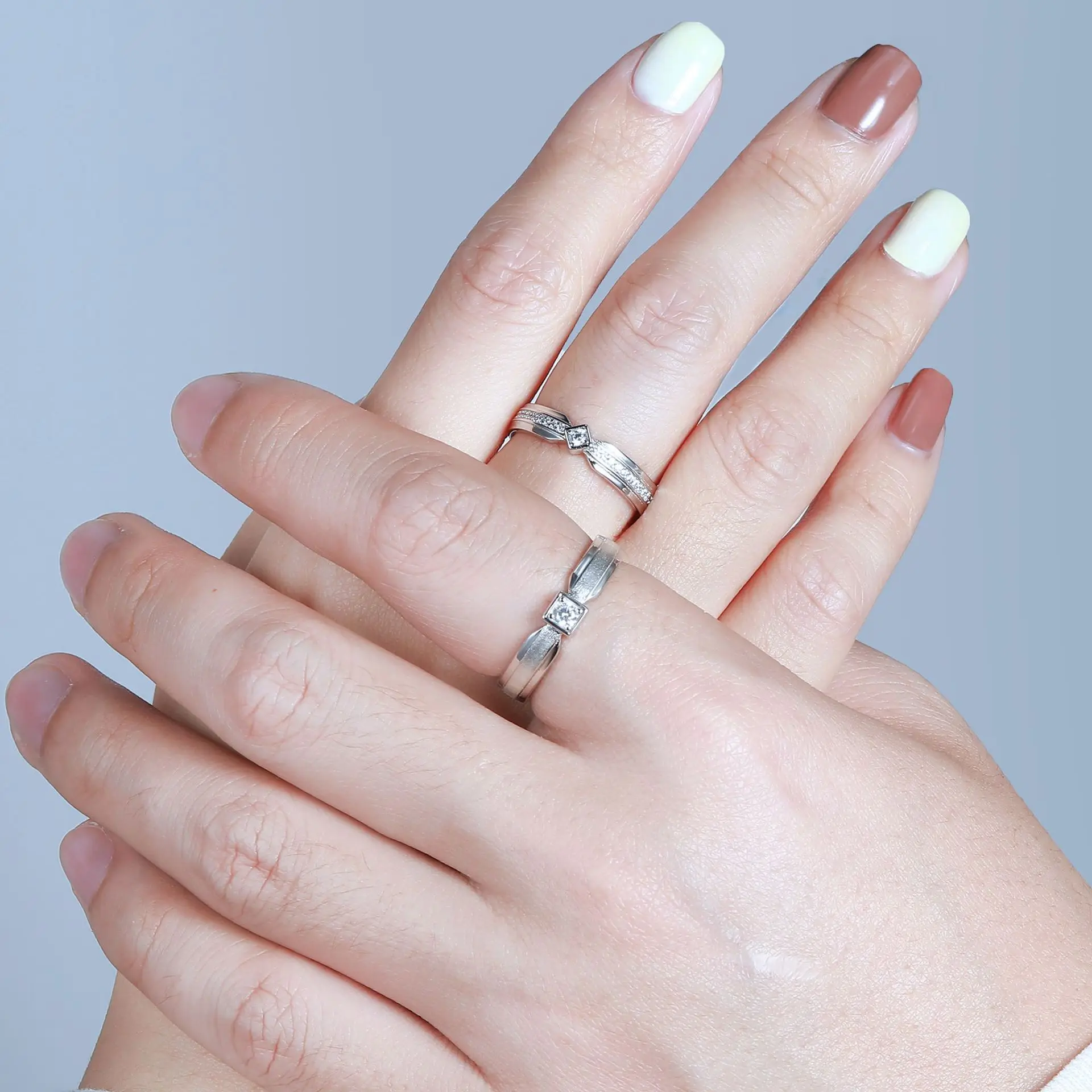 Fine Jewelry 925 Sterling Silver Couples Women Men Ring Custom DIY Engraving Personality wiredrawing frosted Wedding Zircon Ring