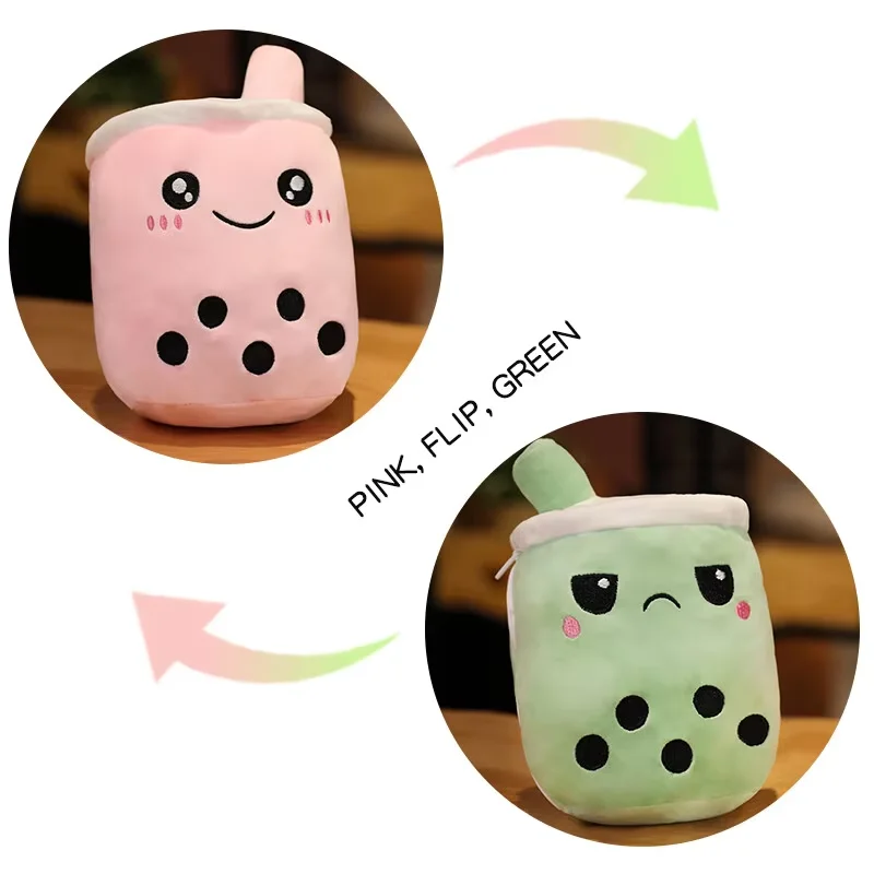4 Colors 2 Sizes Double Face Filp Boba Plusies Reversible Bubble Tea Plush Toy