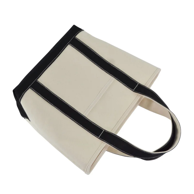 Promotional Eco Friendly Natural Color Blank Reusable 100% Cotton Canvas Tote Bags With Cotton Webbing Handle